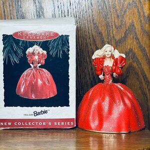 Hallmark Holiday Barbie Ornament 1993 red dress